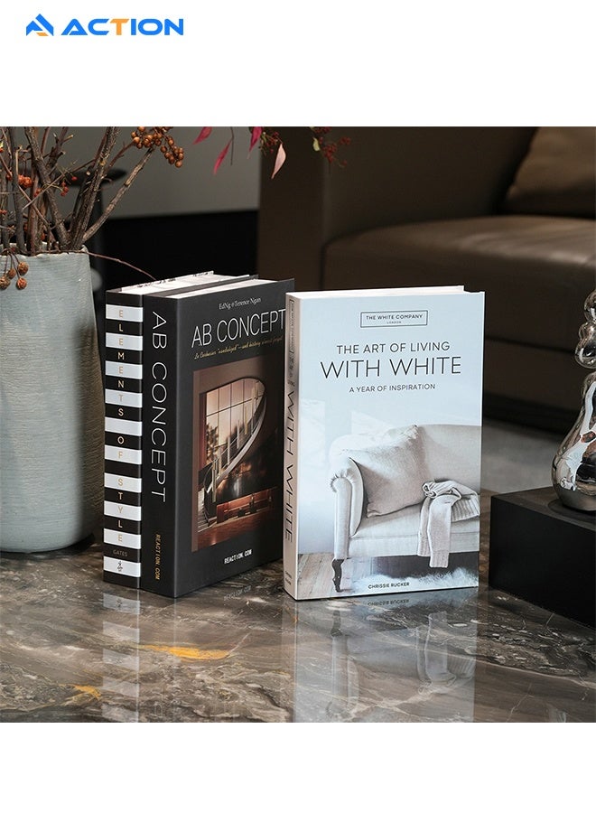 ACTION 3-Pack Decorative Hardcover Fake Books for Home Decor – Stylish Modern Stacked Books for Coffee Table, Living Room & Shelf Display - Image 1
